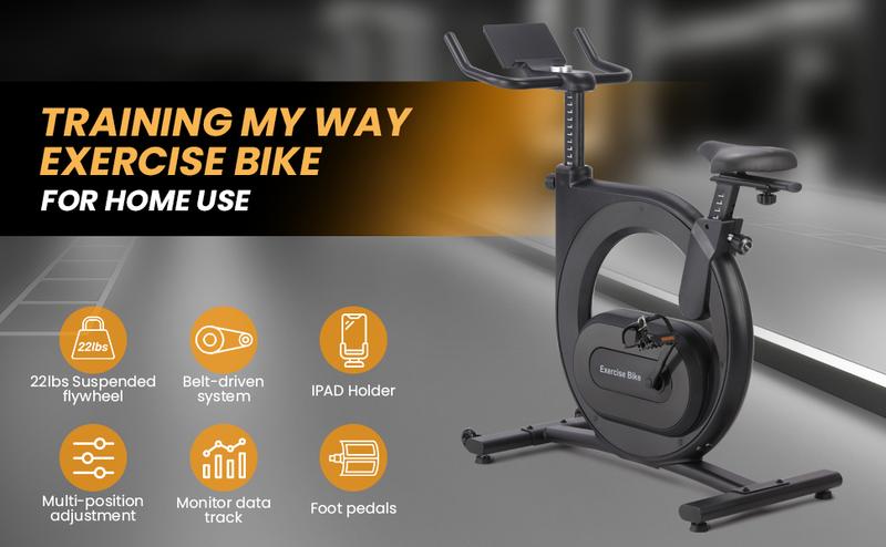 GARVEE Electromagnetic Control Stationary Exercise Bike for Home Use with Magnetic Resistance, Low Noise, Shuttle Smart Knob, Upgraded Seat, and App Integration for Indoor Cycling