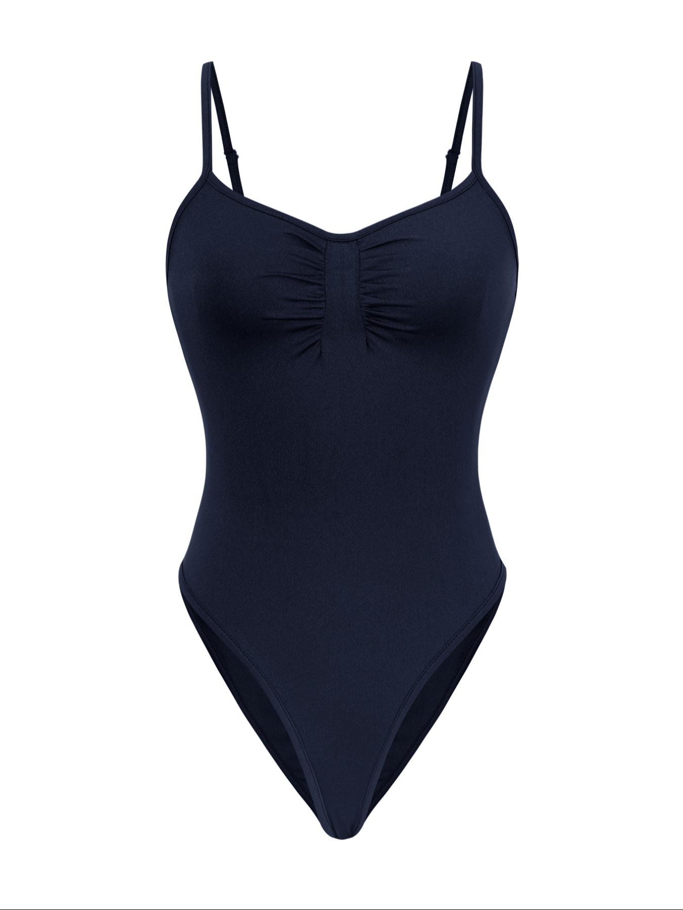 Women's Solid Color Cami Bodysuit, Casual Sleeveless Bodysuit for Daily Wear, Ladies Clothes for All Seasons, Tummy Control Clothing