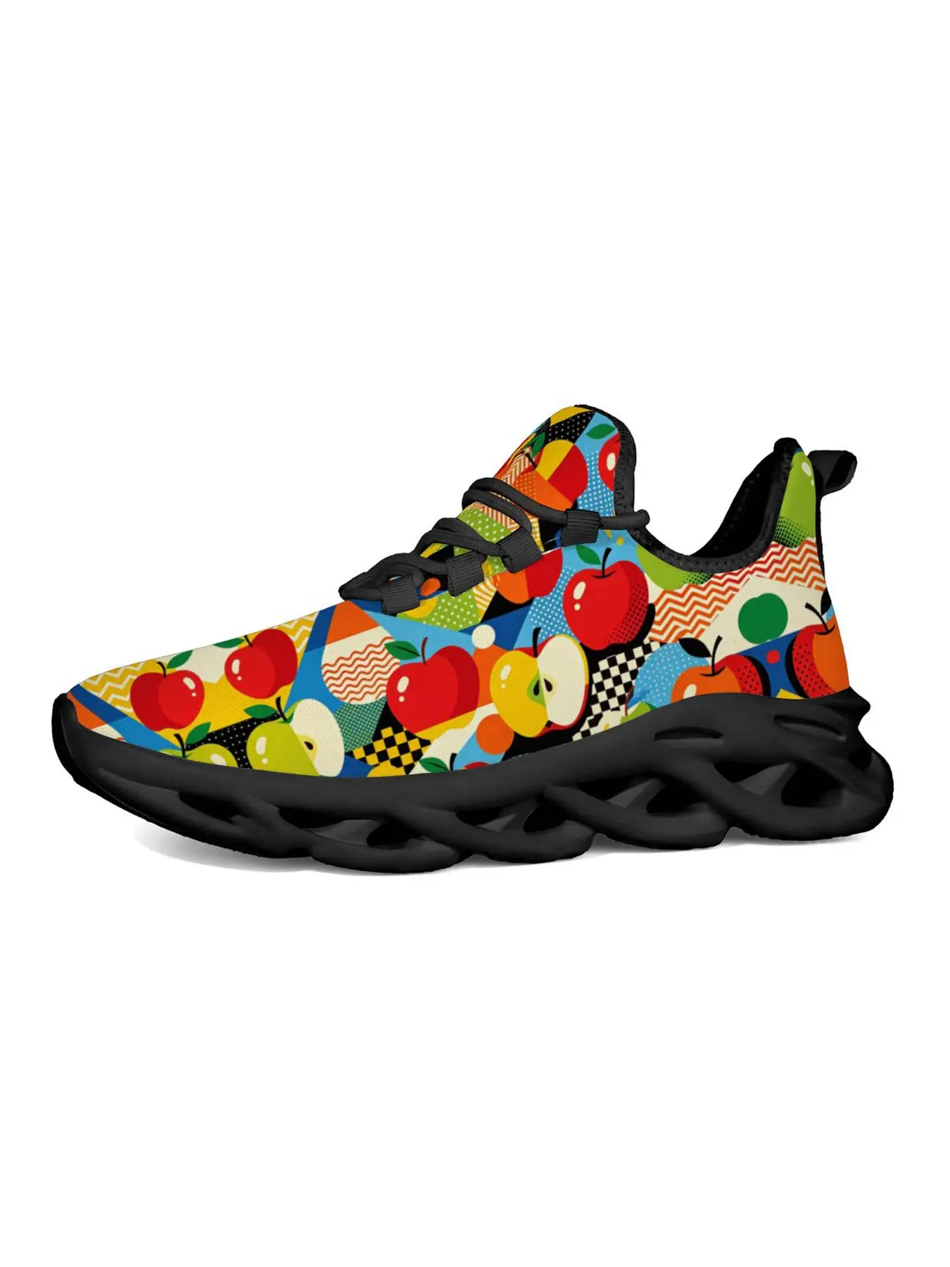 Women's Pop Art Apple Print Sports Casual Shoes, Retro Street Style, Lightweight, Trendy Youth Urban Party Footwear