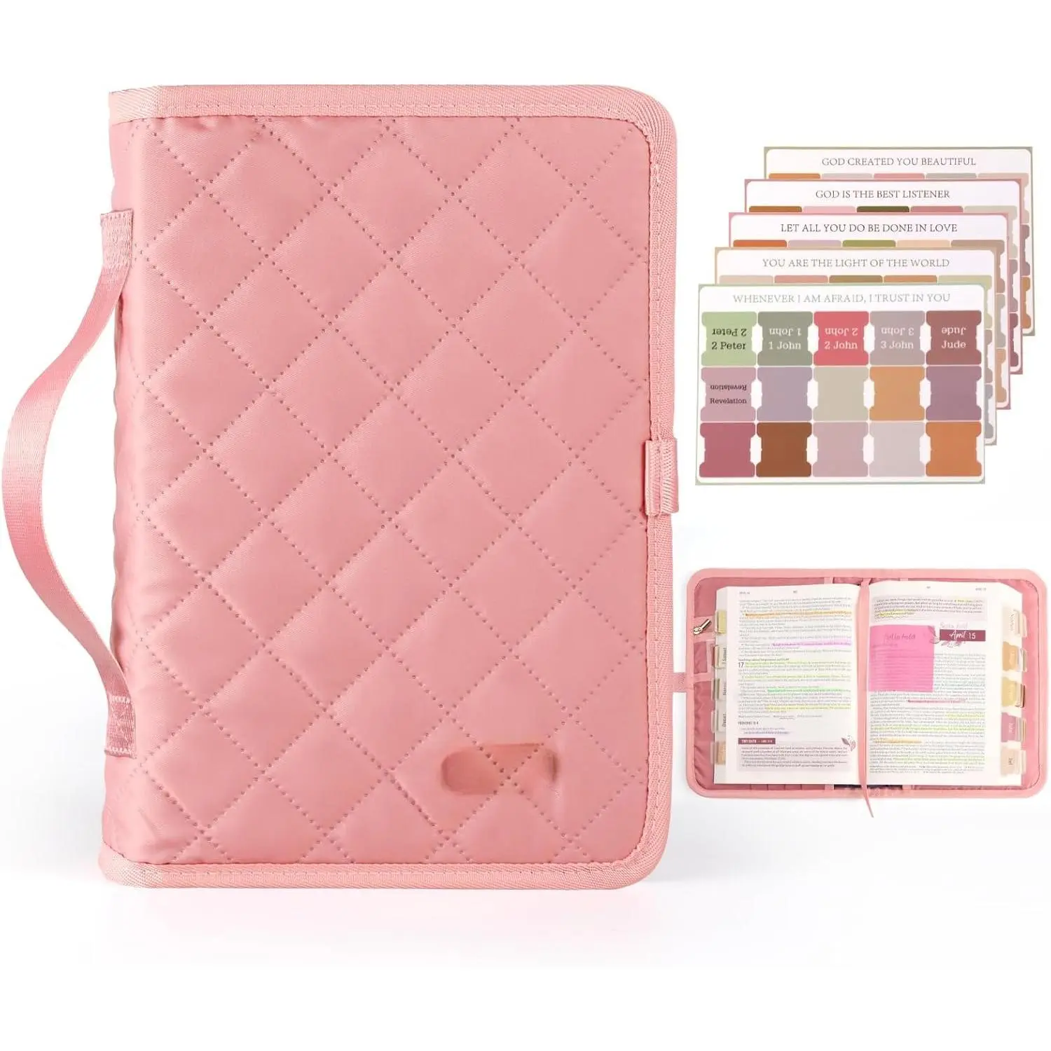 Adjustable  Cover with 75  Tabs -  Cover Case for Women,, Washable Quilted  Case, Christian Gifts for Women (, M)