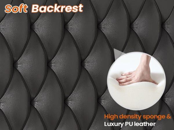 Sikaic PU Leather Upholstered Led Bed Frame with Storage Drawers Outlets & Nightstands Black Modern Wooden Headboard Diamond Tufted Headboard