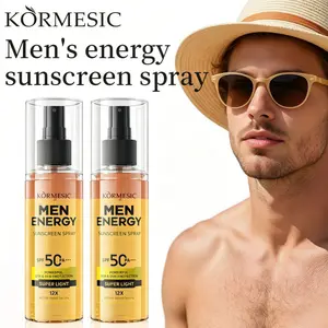 [BOGO]KORMESIC Men Energy Sunscreen Spray Twin Pack SPF50+ UVA UVB Protection, 12 Botanical Extracts Moisturizing Brightening, Ultra Light Quick Absorb, Prevent Sunburn Dry Dull Skin, For Face Body Daily Outdoor Sports Long Lasting Sun Care For Men