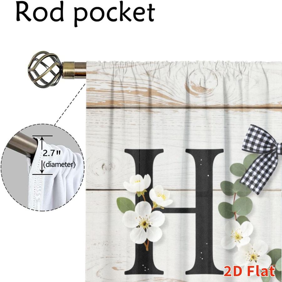 2Pcs Rustic Plaid Farmhouse Letter Print Sun Blocking Curtains Digital Printed Rod Pocket, Window Treatment For Bedroom Office Kitchen Living Room Study Home Decor