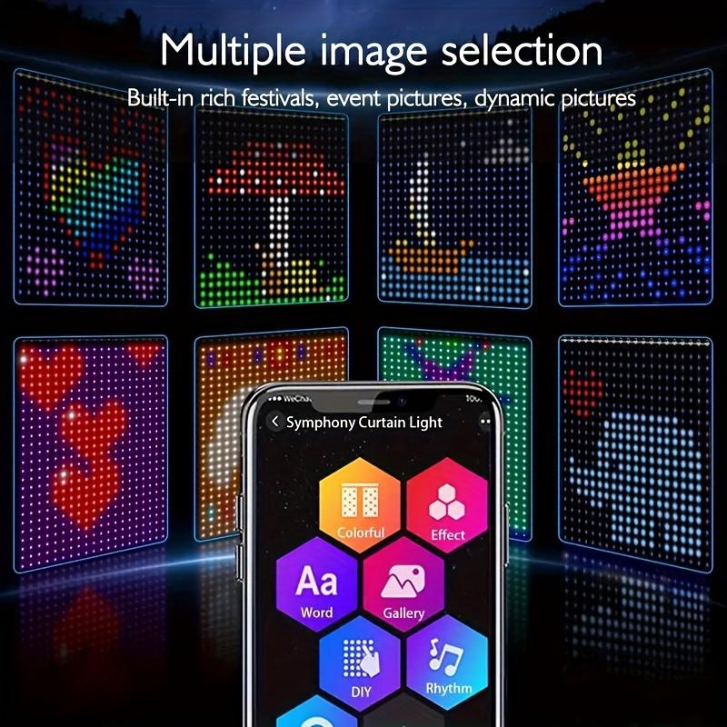 Smart RGB Curtain Light DIY LED Lamp with Color Changing Wall Lights APP & Remote Control, Indoor Decoration for Valentine's Day Christmas, Mood Decorative Lights, Indoor Decorative Light