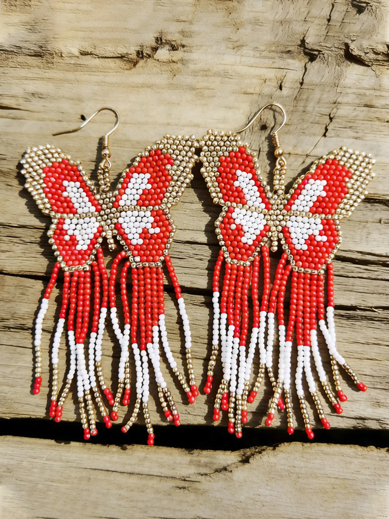 Handcrafted Bohemian Butterfly Beaded Tassel Earrings, Vintage-Inspired Lightweight Dangle Jewelry, Perfect for Casual Wear and Gifting