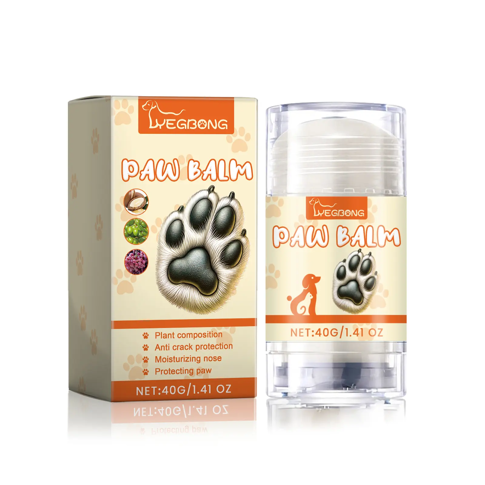Yegbong Paw Balm Stick for Dogs & Cats - Twist-Up Design, Moisturizing, Nourishing, Soothes Dry & Cracked Paw Pads, Pet Grooming Supplies