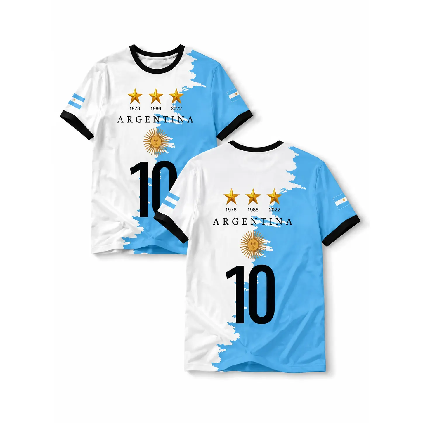 Argentine flag sports shirt - suitable for men. 3D printed loose-fitting pullover for sports team uniform. Short-sleeved T-shirt. Sports Top Athletic Tops Athletic Clothes