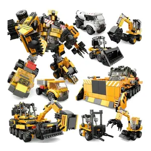 700+ PCS 9-in-1 STEM Construction Robot Building Kit, Transforming Mecha & 8 Engineering Vehicles Building Blocks Set, Educational DIY Toy for Kids Age 6+