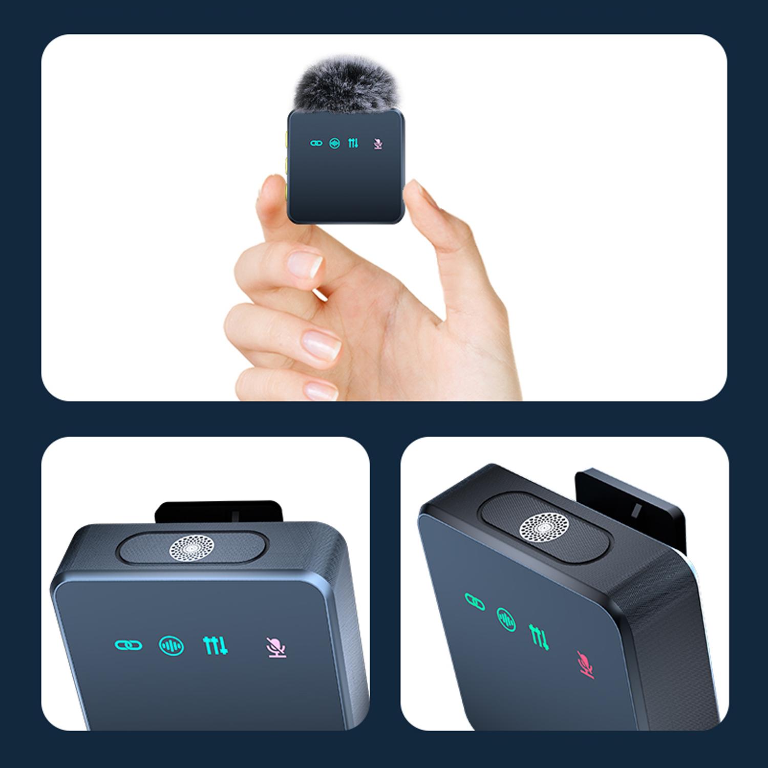 Wireless Lavalier Microphone, 1 Set USB Rechargeable Wireless Microphone, Lapel Mic for Smartphone, Mobile, Video Recording, Teaching, Interviews, Podcast, Conference, Vlog, USB Streaming Mic