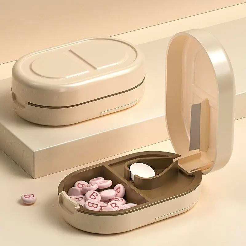 Portable Multifunctional Pill Cutter & Dispenser with Storage Box - Automatic Mechanism, Compact Travel Case for Medication Organizer, Medication Storage Box with One-Touch Operation & Hygienic Design - Ideal for, Travelers, Busy Lifestyles ( Med