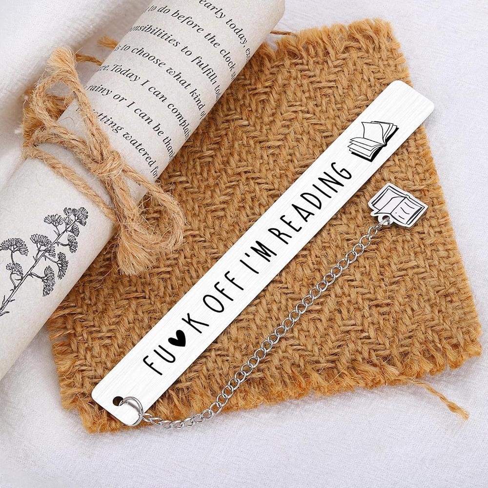 Letter & Book Patterned Stainless Steel Bookmark, 1 Count Durable Bookmark, Funny Gift for Book Lovers, Book Accessory for Home, Office and School
