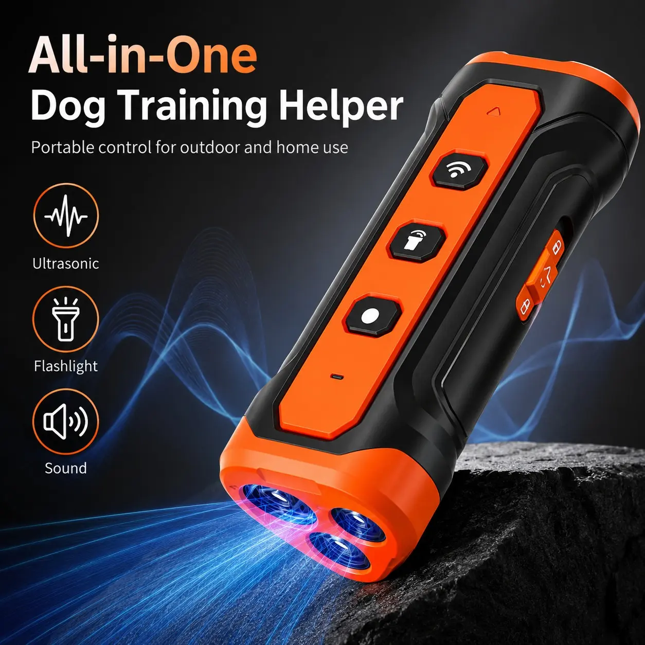 Ultrasonic Dog Barking Stopper, 3-In-1 Bark Trainer with Remote Control, Rechargeable Portable Training Aid, for Indoor Outdoor Pet Behavior Training