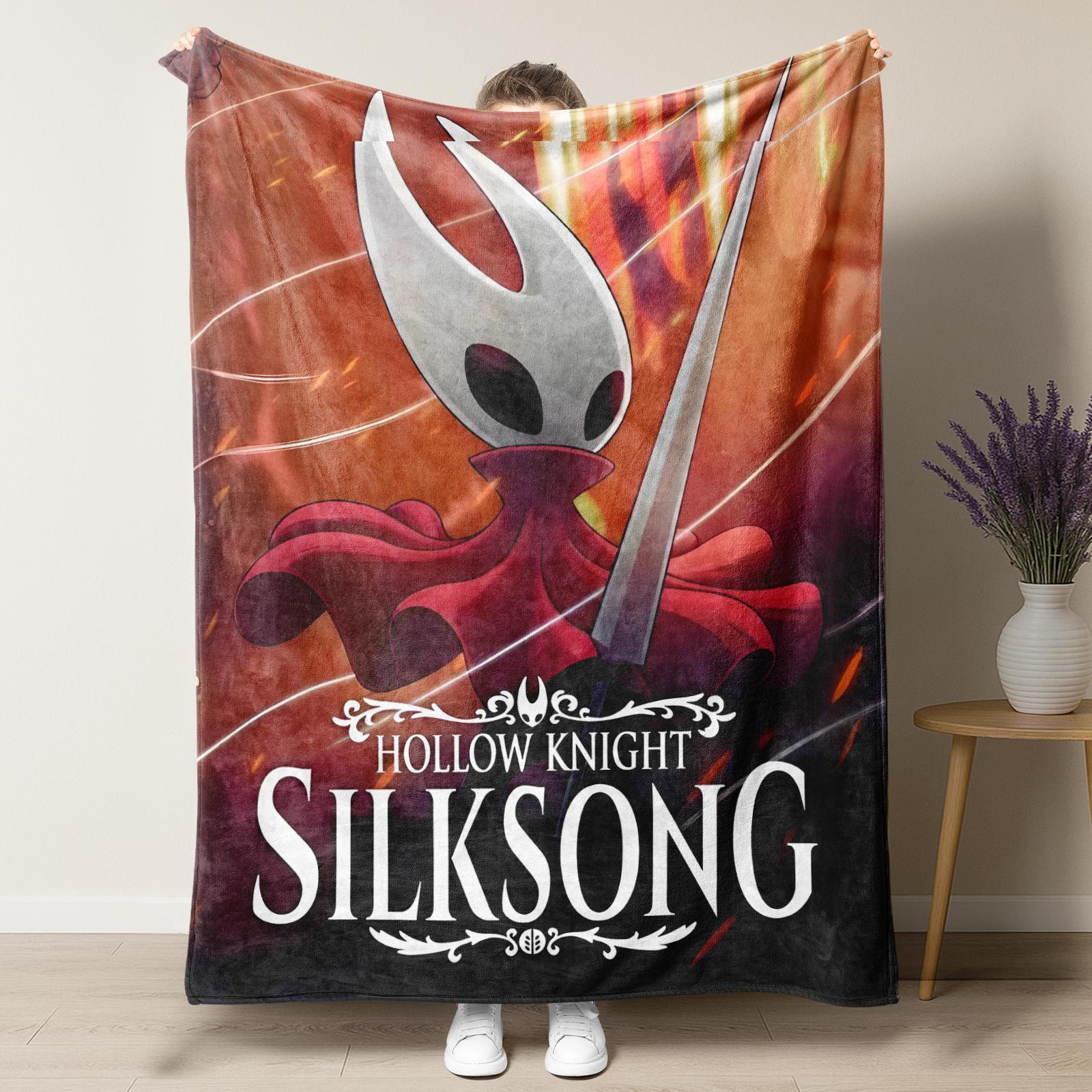 Hollow Knight Silksong Funny Flannel Blanket Anime Action Adventure Customized Cozy Throw Blanket for Bedroom Cars Home  Rug
