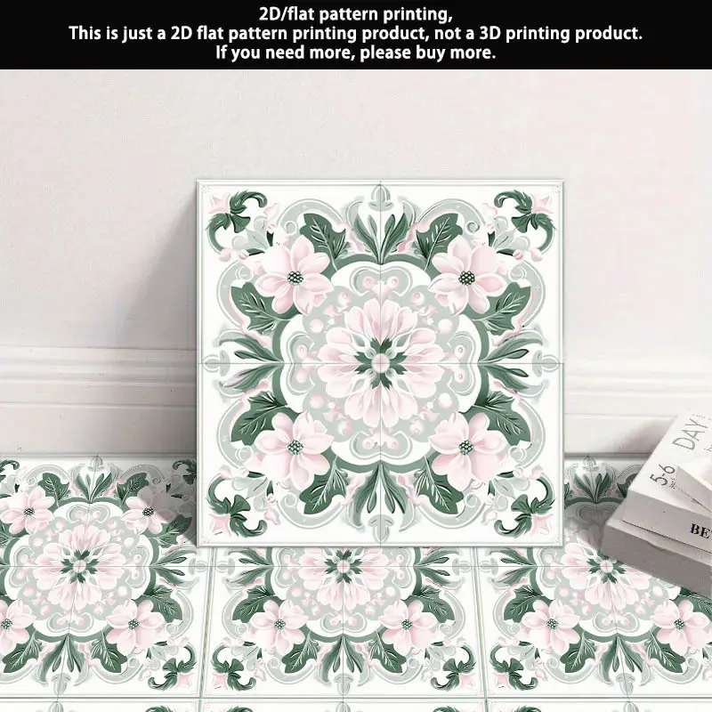 10pcs Pack Self-Adhesive PVC Litchi Leather Floor Tiles with Vintage Petal Pattern | Peel & Stick Vinyl Flooring Suitable for Home, Bedroom, Kitchen - Low-Maintenance, No Glue Needed, 2D Flat
