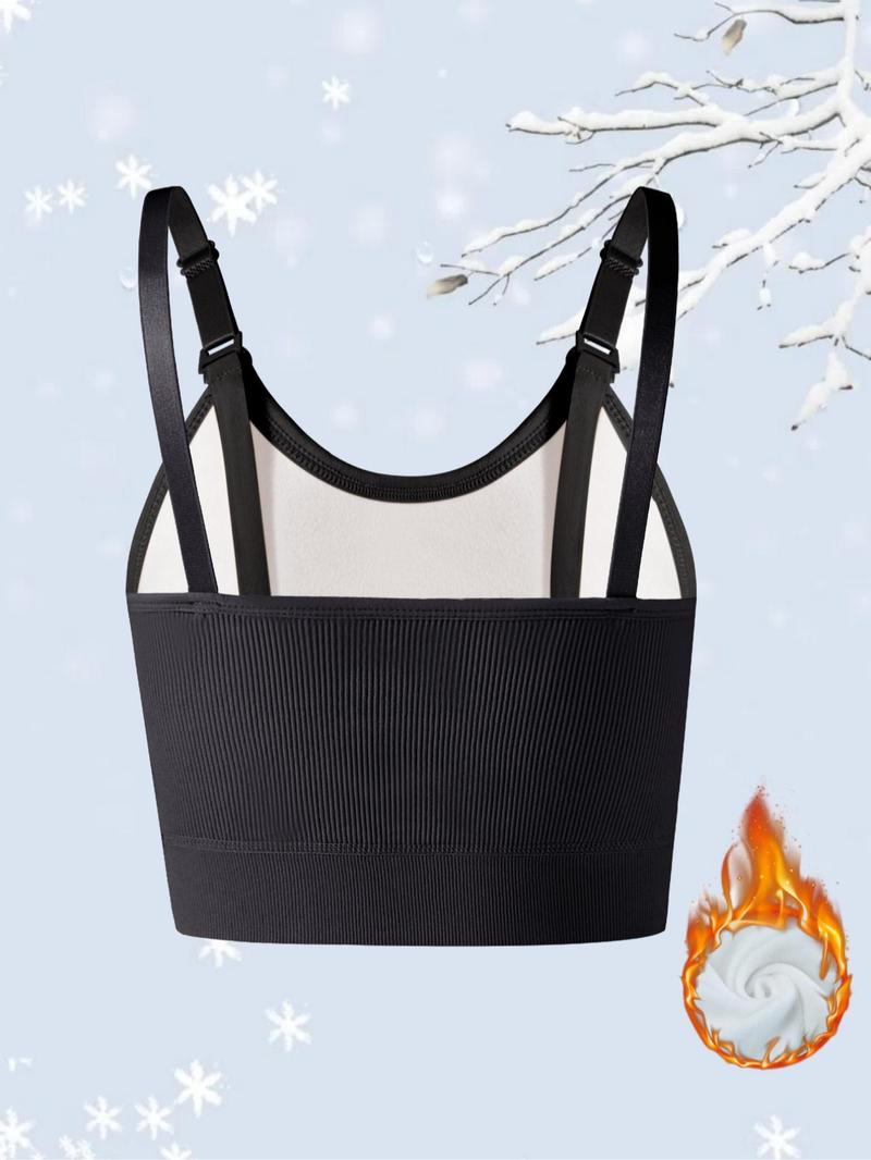 Maternity Solid Color Thermal Lined Bra, Adjustable Strap Warm Bra for Breastfeeding, Maternity Underwear for All Seasons