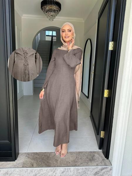 Women's Muslim Long Dress, Casual Style Back Tie Design, All Season Wearable, Elegant & Comfortable Fit, Perfect for Daily Use, Hijabi Cute Dresses