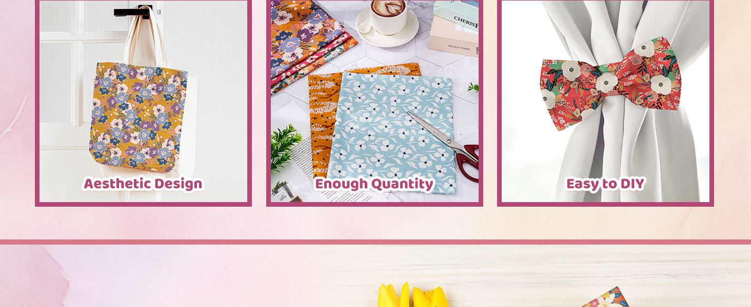 16 Pcs Floral Cotton Bundles Fat Quarters Vintage Flower Meadow Quilting Patchwork for DIY Sewing Craft, 18 x 22 Inch