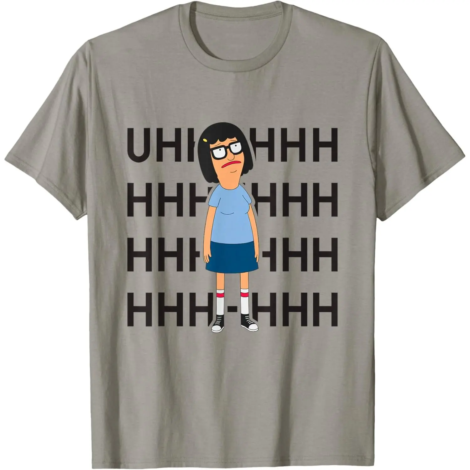 Men's Graphic T-Shirt with Cute 'UHHHHHHHH' Print, Casual Short-Sleeve 100% Soft Cotton for Athletic and Daily Wear, Round Neck, Short Sleeves
