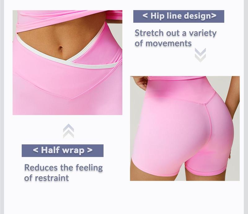 2 piece set women's patchwork high elasticity soft U-neck wide shoulder strap vest cross waist shorts yoga suit set for all seasons running, cycling, hiking, walking fashion set gym sports training Workout Running Clothes versatile vest shorts