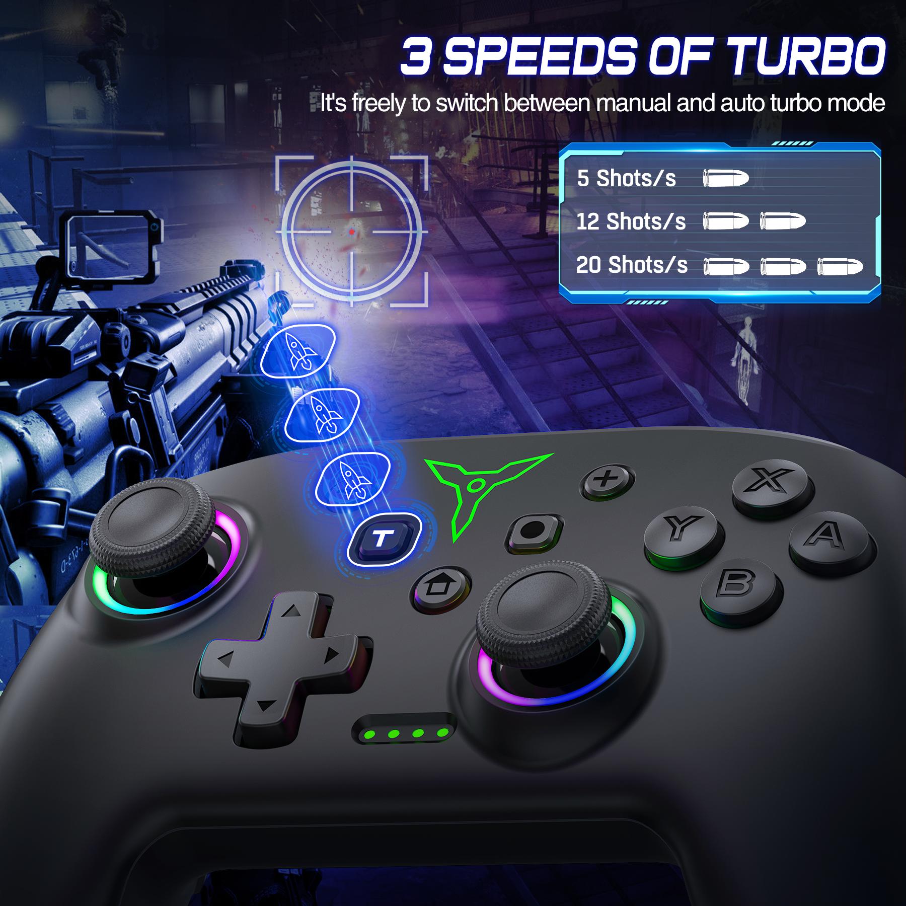 Wireless Switch Controller for Switch/OLED/PC,with RGB Light, Programmable, TURBO&Wakeup, NOT Incluede Game Console Accessories Smartphone