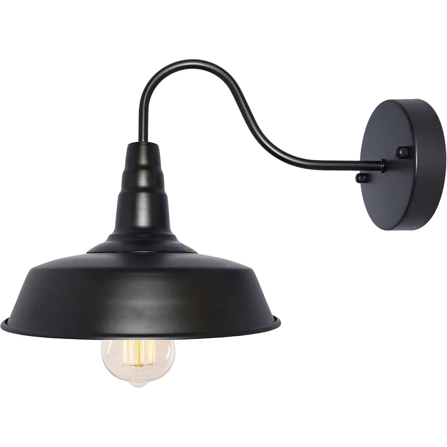 #80 Retro Black American Standard Hardwired Wall Sconce, Diameter-4.73", High Quality E26 Base Industrial Vintage Barn Flat Light, Indoor and Outdoor LED Fixture for Bathroom Kitchen, Farmhouse