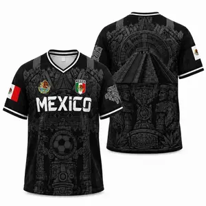 2026 Mexico Soccer Jersey for Men - White & Red Retro Football Shirt Featuring Virgin of Guadalupe, Sugar Skull & Aztec Calendar Design