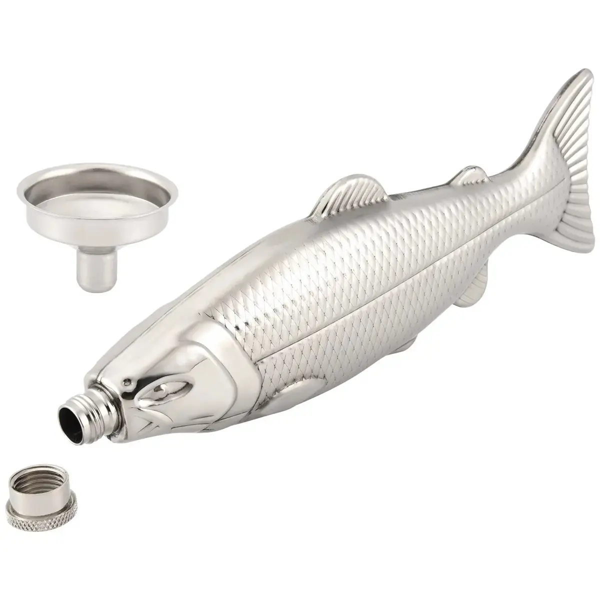 5Oz Stainless Steel Fish-Shape Hip Flask Set, Lightweight Leakproof Mini Pocket Beverage Bottle, Portable Storage Drinkware for Outdoor, Beach Use, Travel