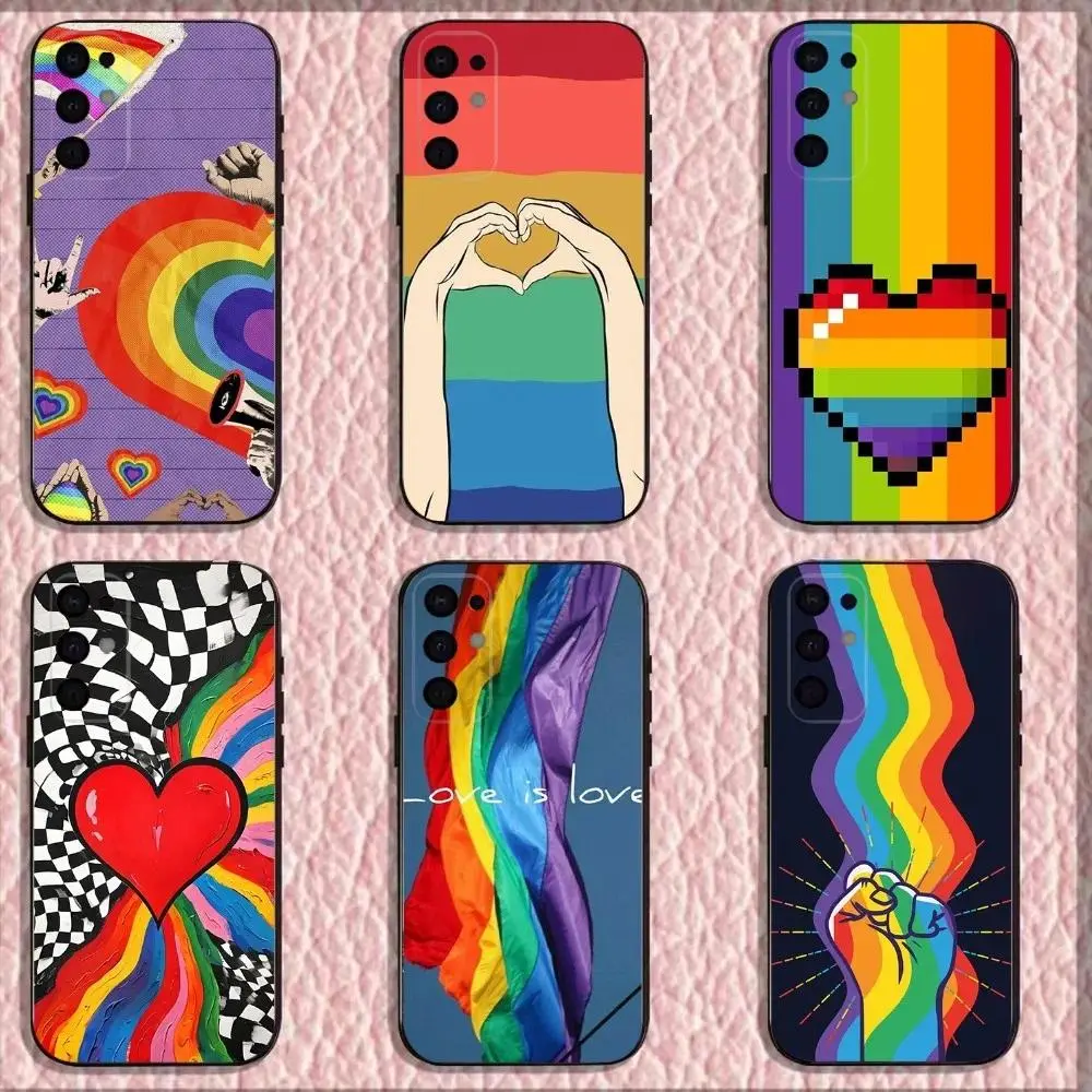 LGBT Rainbow Pride Phone Case Black Soft Cover For iPhone 11-17 Pro Max/Plus & Samsung Galaxy S23-S25
