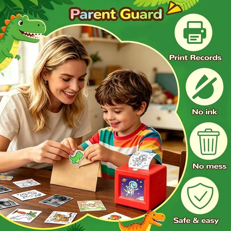 AI sticker printer: voice driven sticker machine box, creative mini printer, suitable for log, sticker and craft enthusiasts, AI voice interactive one word imaging mini thermal printing portable pocket printer
