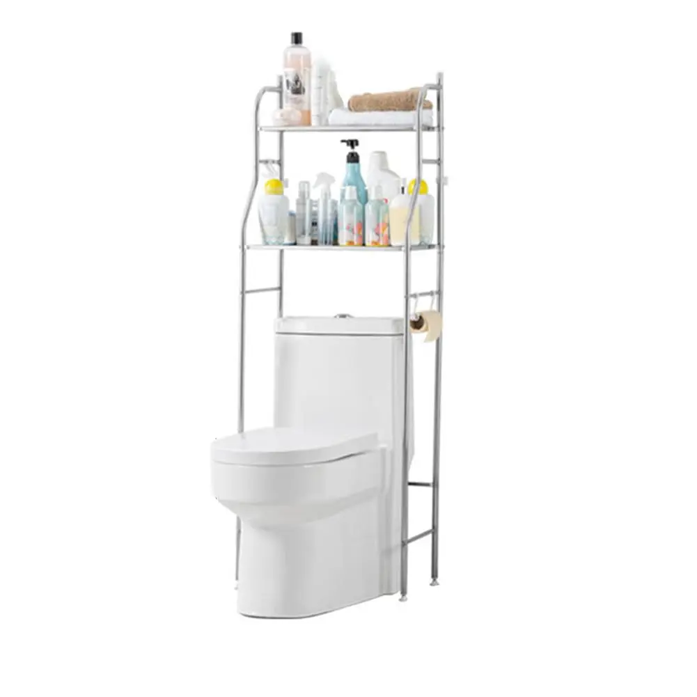 Space-Saving Over Toilet Storage Rack – 3-Tier Stainless Steel Bathroom Organizer Shelf with Hooks & Paper Holder – Freestanding Durable Floor Stand for Bathroom Accessories