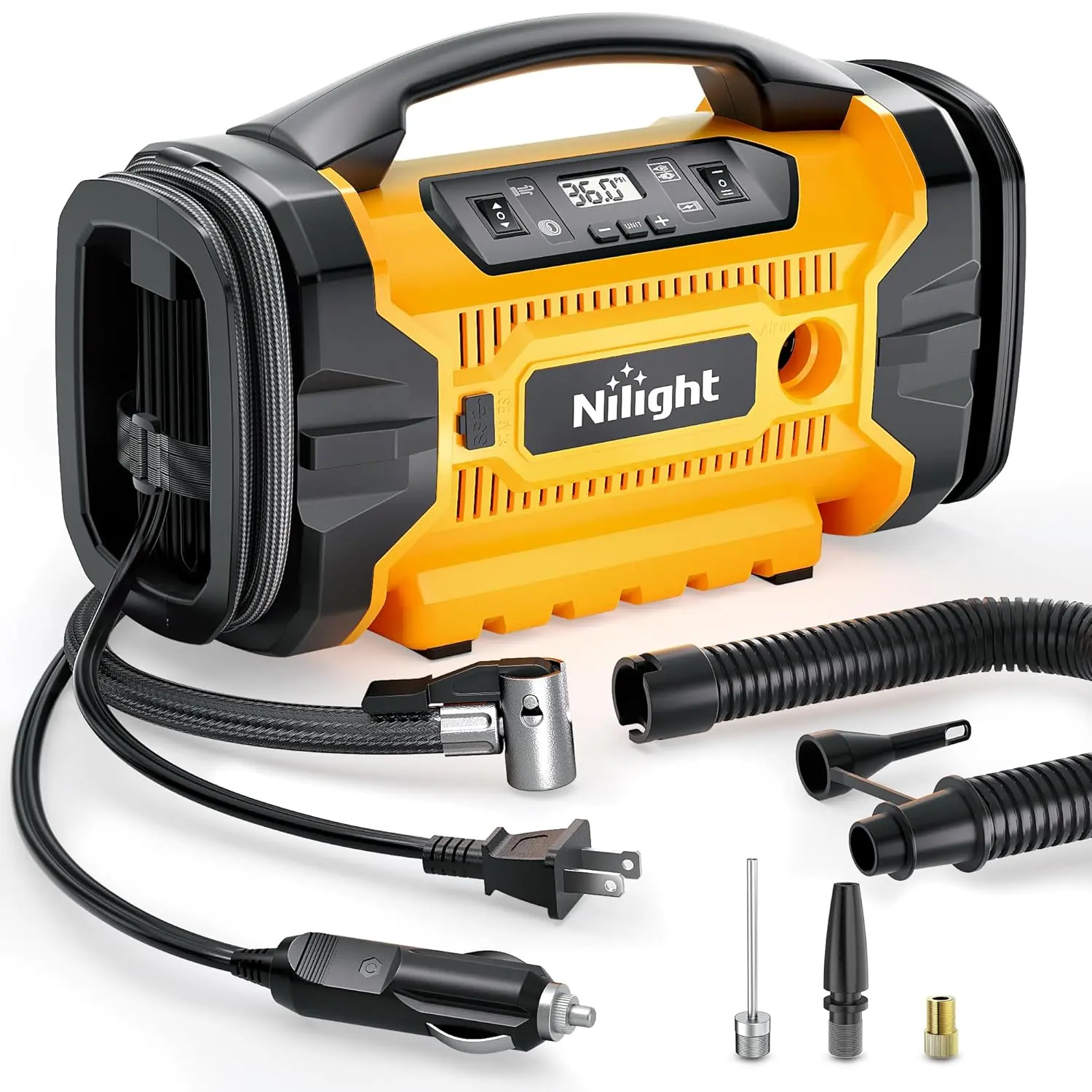 Nilight Portable Digital Tire Inflator - 160PSI Dual Motors AC/DC Dual Power Automotive Vehicle Tool with Auto Shutoff, Inflation/Deflation for Cars, Inflatables