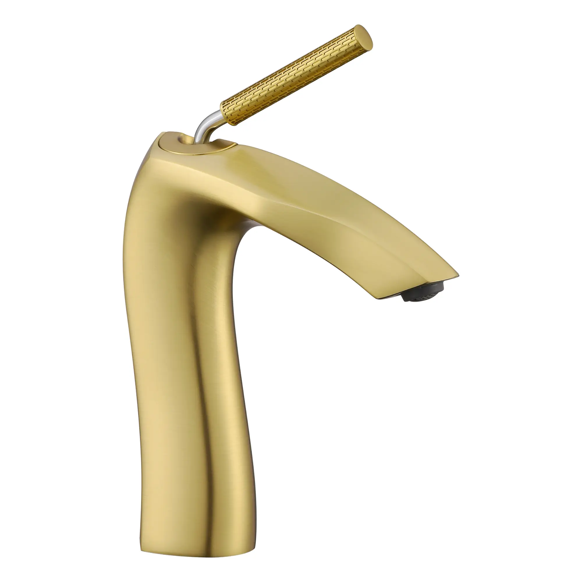 ARCH Brushed Gold Single Handle Mounted Bathroom Sink Tap - Deck-Mount Indoor Bath Faucet, Easy Temperature & Flow Control, Powder Room Home Improvement Fixture