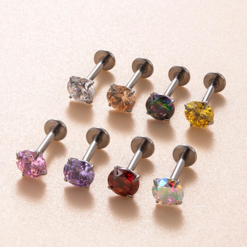 8 Pairs G23 Titanium CZ Internally Threaded Cartilage Stud Set, ASTM F136 Titanium Piercing Jewelry, Hypoallergenic Nose Studs for Sensitive Skin