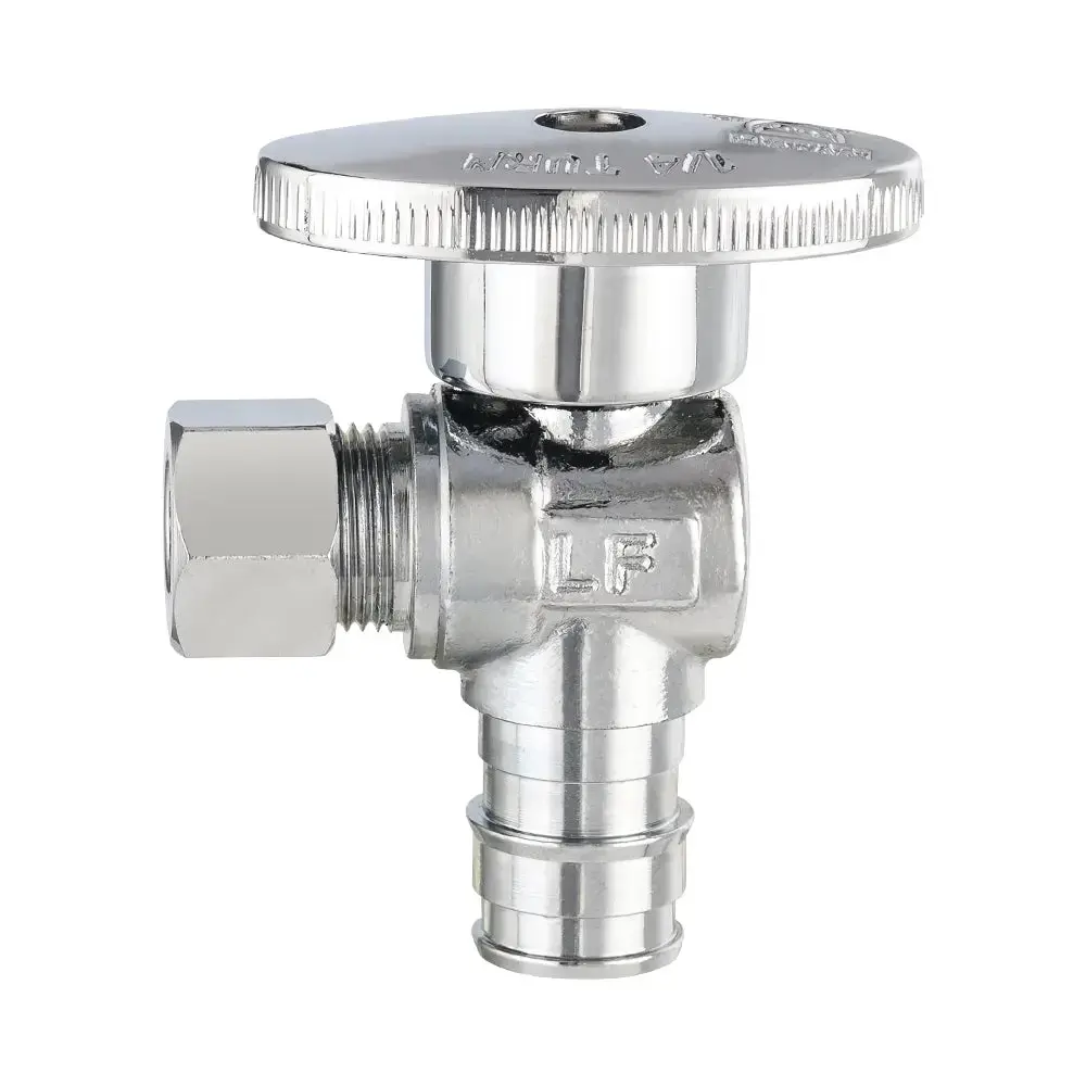 1/2" PEX Expansion x 3/8" OD Compr.Angle Stop Valve, 1/4 Turn (Lead Free)