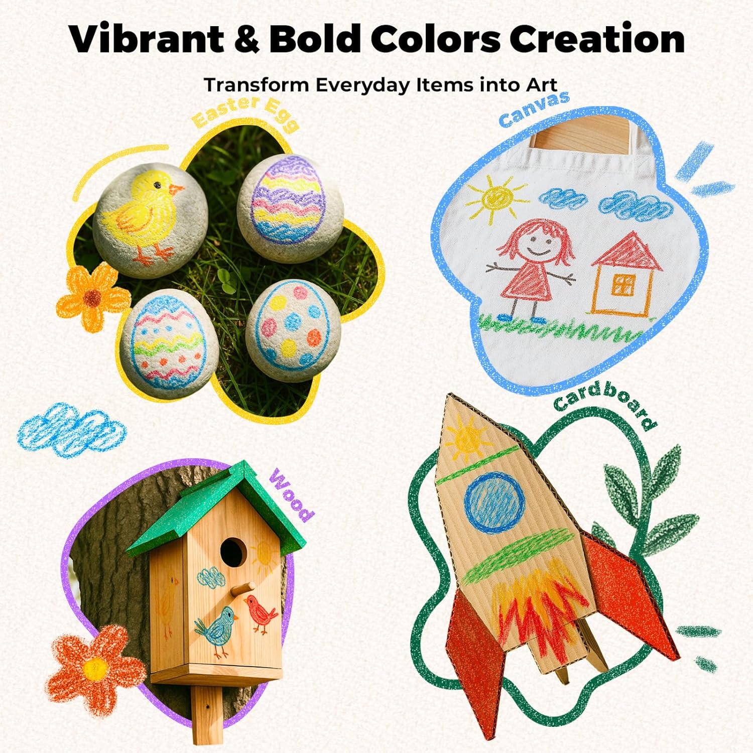 36/26/18 Color Rocket-shaped Gouache Paint Sticks, includes 120-page PDF coloring pages., Fast-drying, non-toxic, and washable, suitable for children and students, Ideal art supplies for painting on paper and canvas during the Christmas season