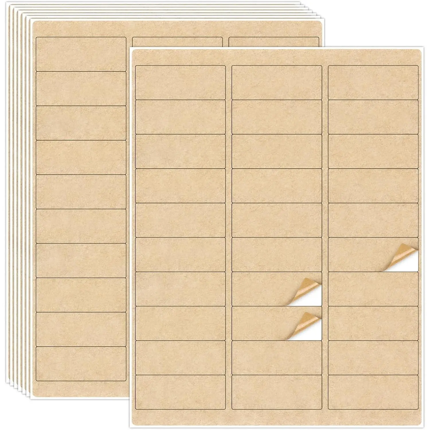 30 Sheets Printable Kraft Address Labels for Laser & Inkjet Printers, 1" x 2-5/8" - 30 per Page, Self-Adhesive Mailing Labels, Matte
