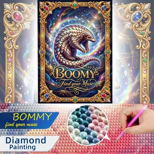 A large-size 2D flat frameless royal hollow relief style dreamy starry sky colorful pangolin hand-made DIY diamond painting kit, ideal for home decor and art craft enthusiasts.