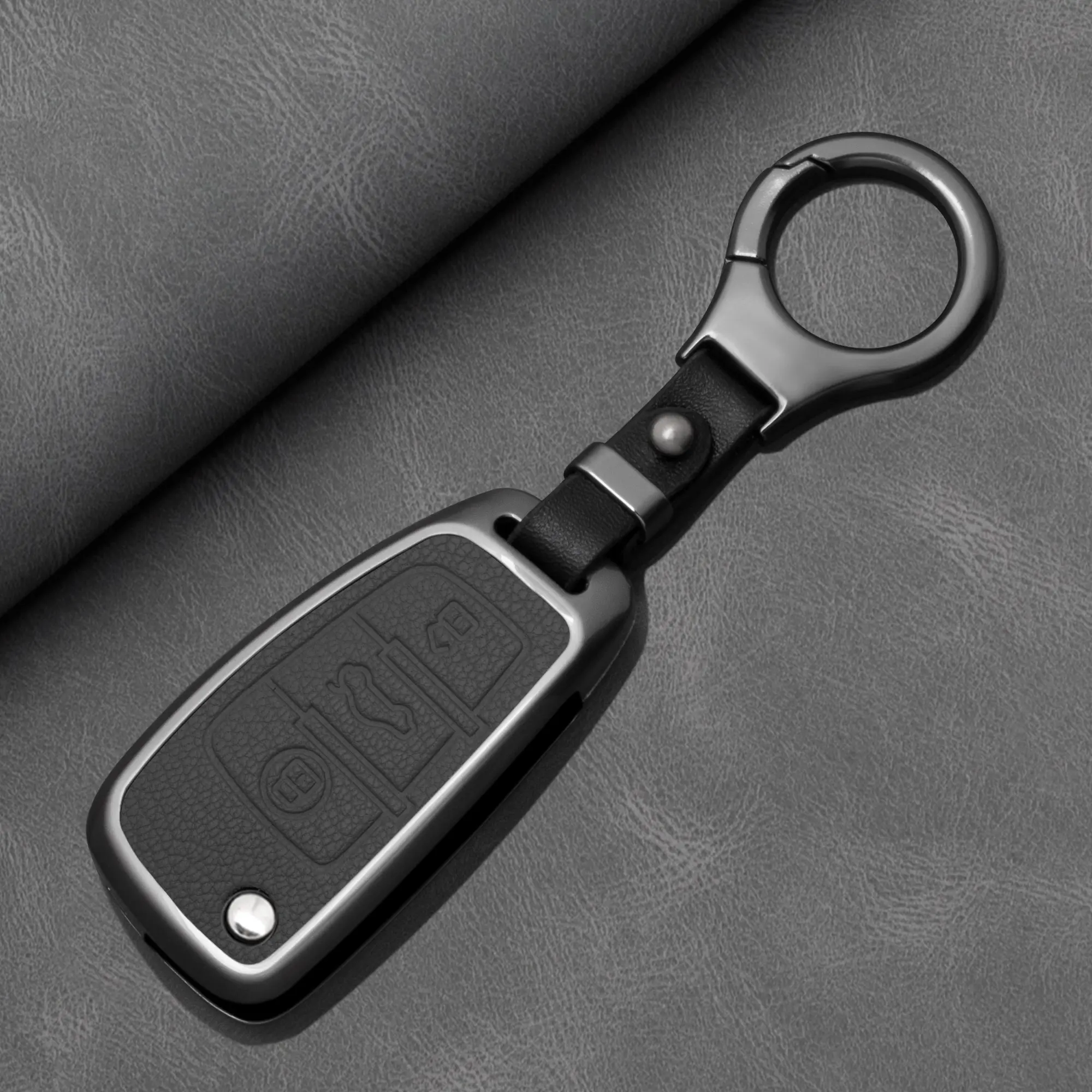 Zinc Alloy Auto Keychain for Audi Models, Durable Key Chain Ring Shell Holder, Essential Key Fob Chain Accessory