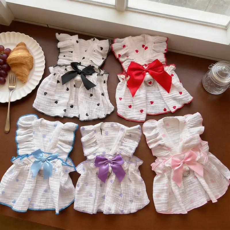 Cute Summer Cat Dress for Small Cats and Kittens Lightweight Breathable Pet Clothing with Built in Leash Hole for Ragdoll Siamese and Other Small Breeds