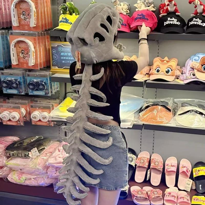 New dinosaur skeleton funny hood hat children's plush toys boys doll funny skeleton cross-border