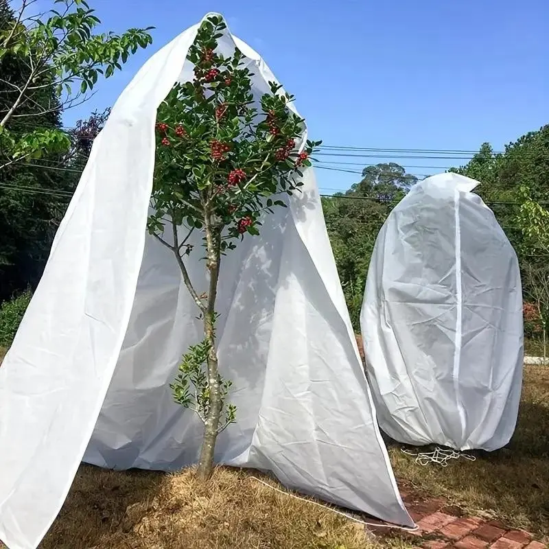 2-Piece Plant Frost Protection Cover, Winter Insulation Blanket, Warm Outer Bag for Outdoor Plants, Shrubs, Fruit Trees, Potted Plants, Zipper and Drawstring, Frost Covers for Outdoor Plants