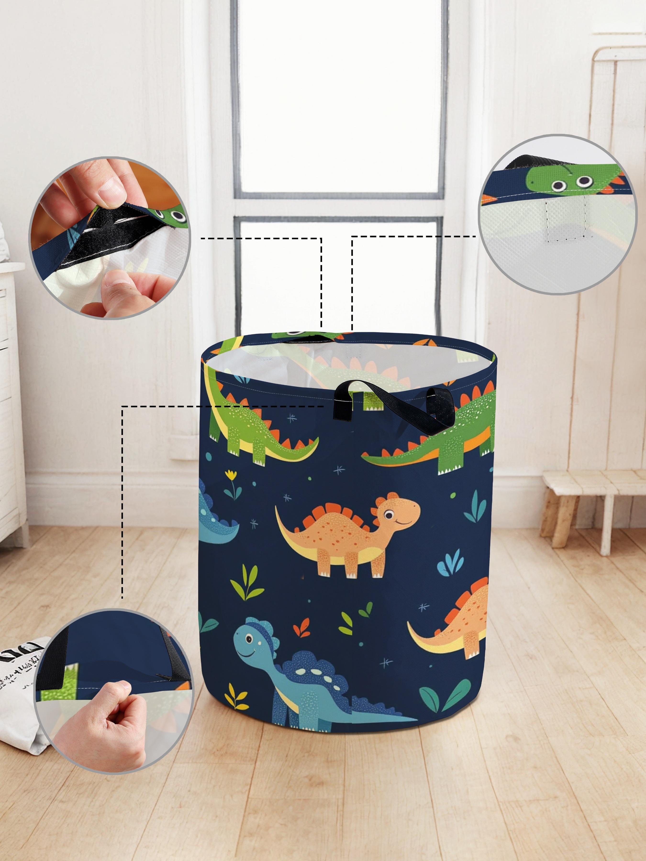 Dinosaur Pattern Laundry Basket with Handle, Dirty Clothes Basket, Durable Foldable Dirty Clothing Storage Bin, Large Capacity Toy Organizer, Non-Sensitive Goods, All Seasons