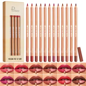 12 Colors Matte Finish Lip Liner Set, Long Lasting Waterproof Smooth High Pigmented Lip Pencils for Women Daily Makeup (Set A)