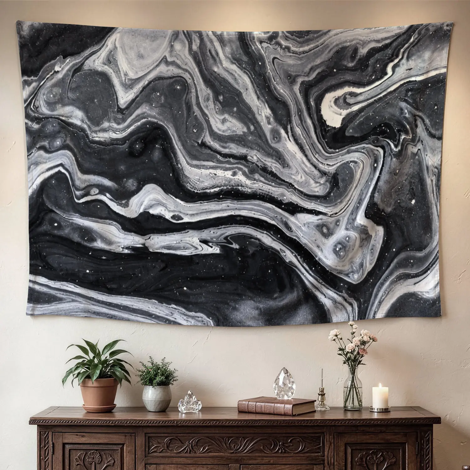 Abstract Black and White Marble Liquid Art Wall tapestry,Large size Printed Horizontal Tapestry blanket,Polyester Fabric Wall Hanging for living room,bedroom,No Installation Required,Indoor,Outdoor,Gift for Family and Friends