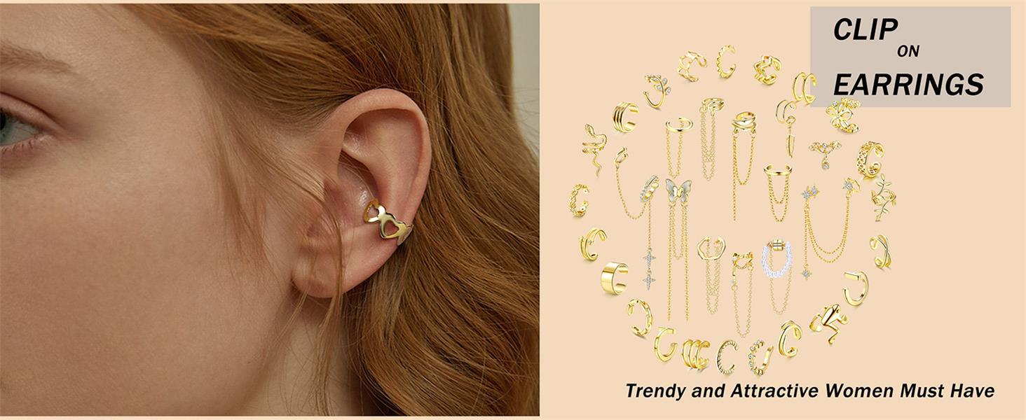 Florideco Ear Cuff Earrings Set for Women Adjustable Fake Earring Cuffs Non Piercing Earring Set Ear Jewelry Set