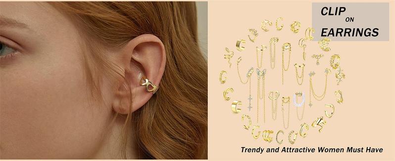 Florideco Ear Cuff Earrings Set for Women Adjustable Fake Earring Cuffs Non Piercing Earring Set Ear Jewelry Set