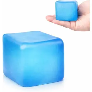 Square Gel Ice Cube, Portable Slow Rebound Stress Fidget Toy, Blue Ice Square Cube Squishy Cube for Anxiety Relief Stress Reliever, Fidget Toys for Office Home School