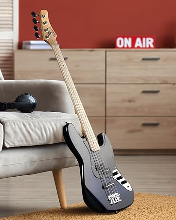 GLARRY Bass Guitar Full Size 4 String Exquisite Stylish Bass with Guitar Bag Power Line and Wrench Tool
