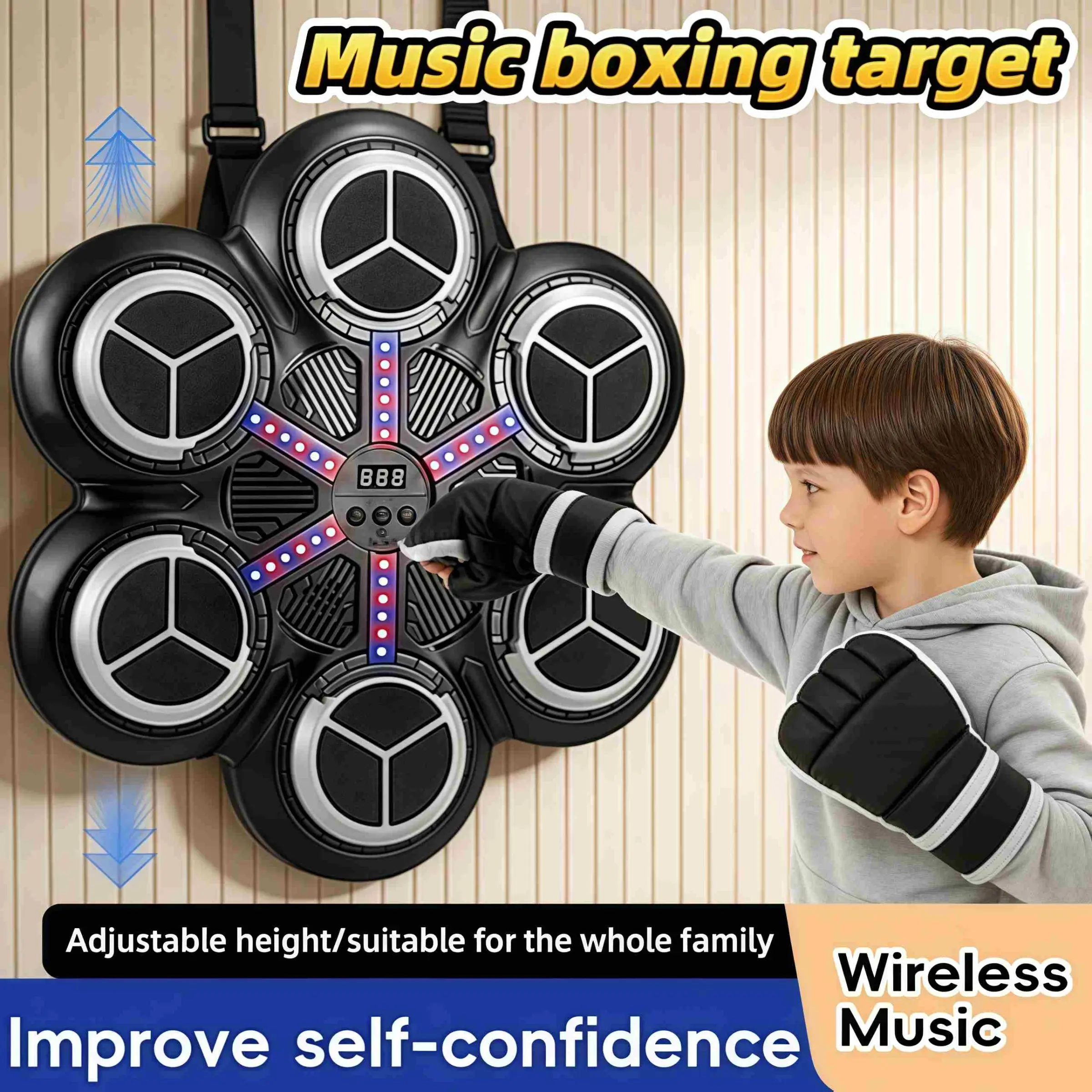Smart Bluetooth-compatible Music Boxing Machine, Wall-Mounted Punch Bag, Home Gym Equipment, Coordination Training, Adult & Kids Fitness, Gift Idea