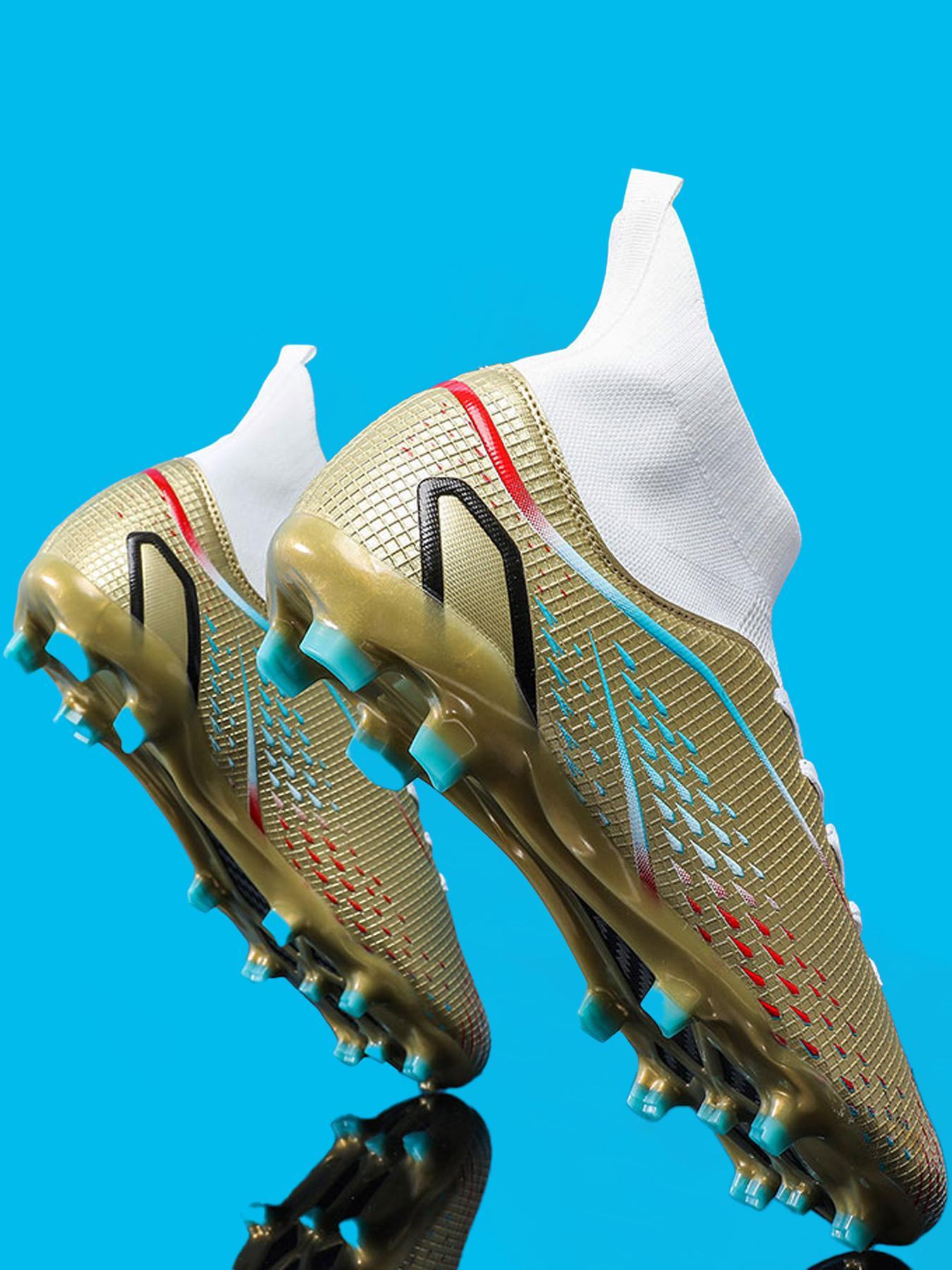 Men's Slip on  High Top Football Shoes, Soccer Cleats, Football Boots, Lightweight Non-slip Football Shoes, Breathable Comfortable Sports Shoes for Adults